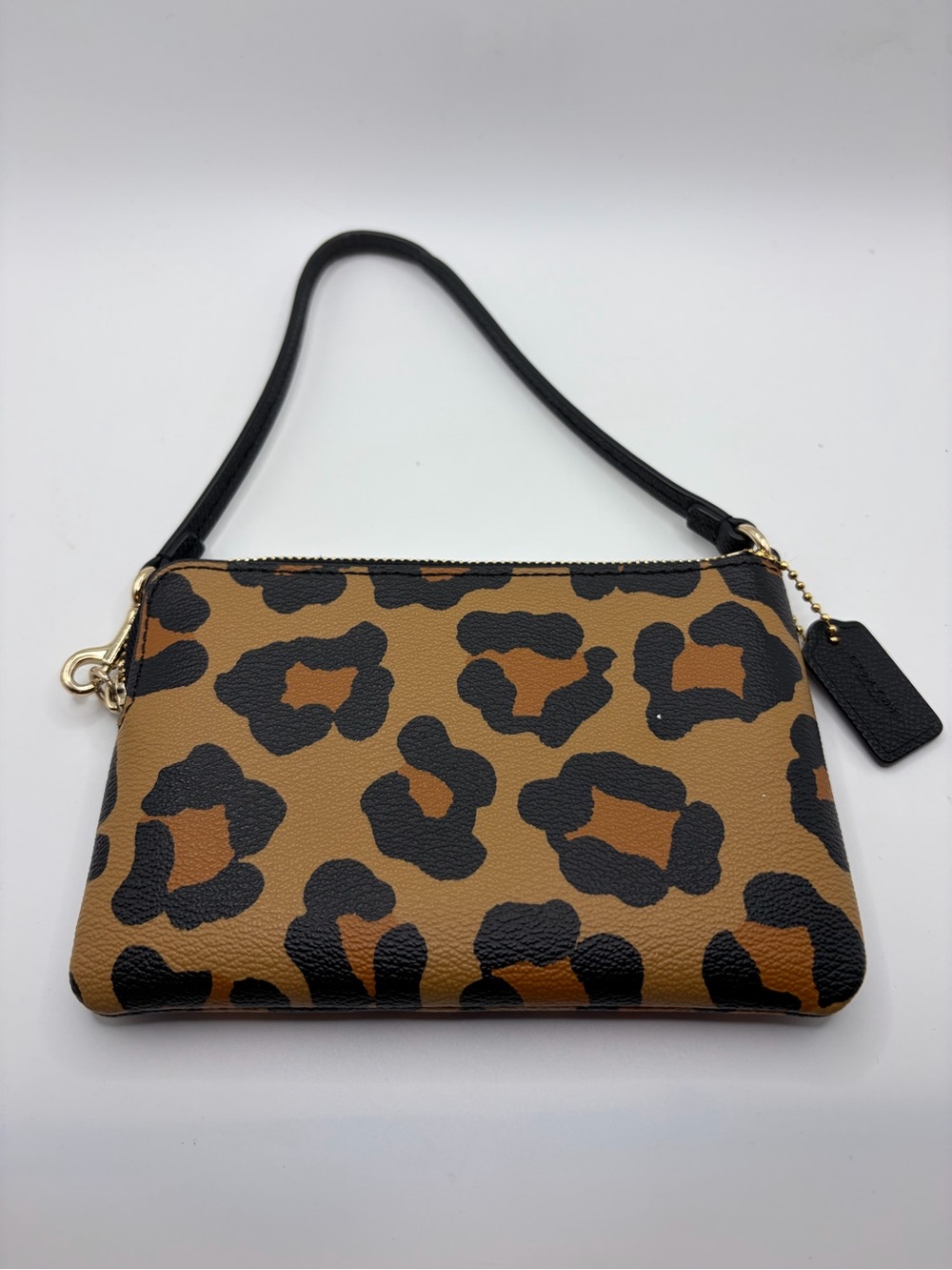 COACH Leopard-Print Wristlet in Brown and Black - Picture 2 of 3
